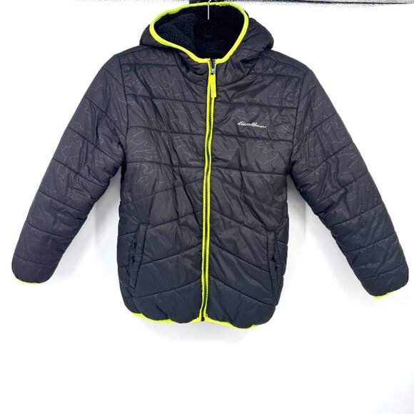 Eddie Bauer Deer Harbor Reversible Hooded Midweight Jacket boys size medium 10 - Picture 1 of 11